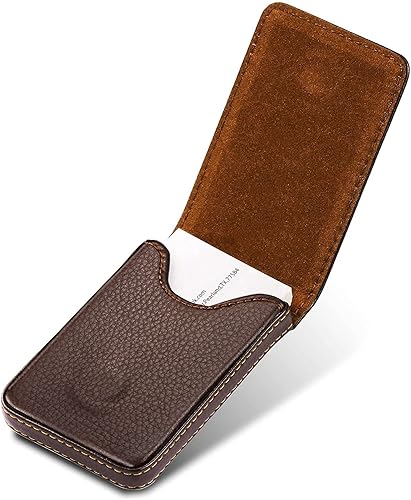 Miniatura 2 de Ocadux Paquete de 2 tarjeteros magnéticos de piel sintética para hombres o mujeres (negro + café), estilo vertical