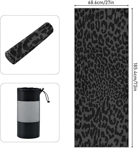 Miniatura 3 de YETTASBIN Toalla de yoga negra con estampado de leopardo, antideslizante, absorbente del sudor, toalla de yoga caliente, portátil, ligera, toalla de