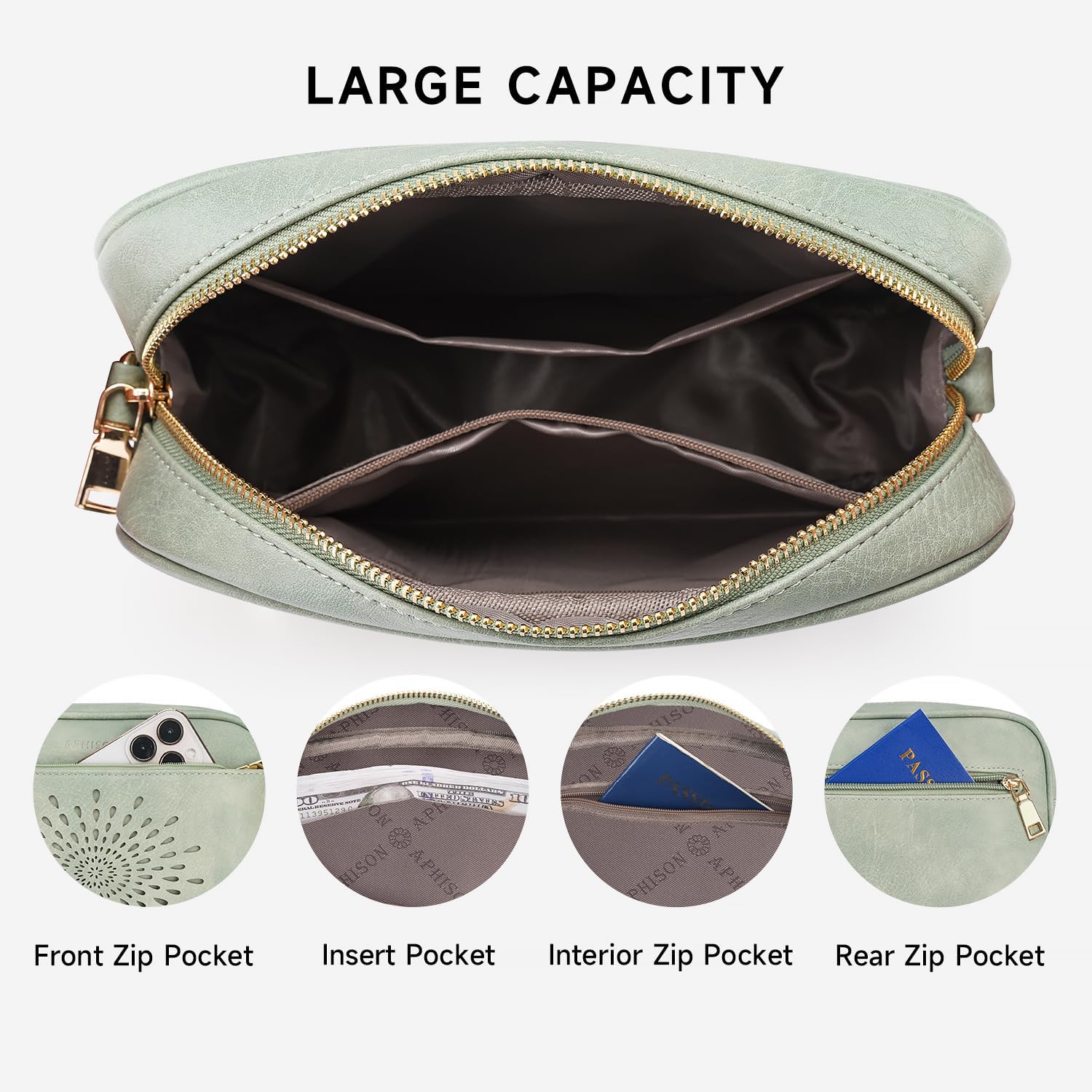 APHISON Quilted Crossbody Bags for Women Trendy,Vegan Leather Small Crossbody Purses Shoulder Handbags with Adjustable Strap - Image 3