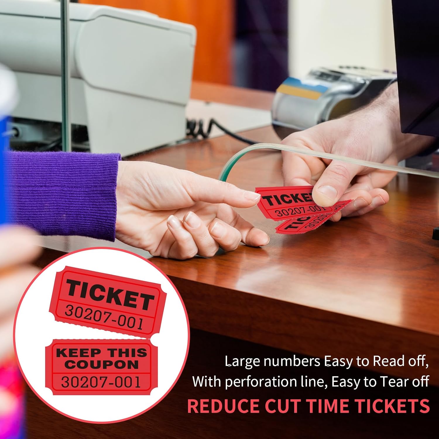 L LIKED Raffle Tickets Double Rolls 1000 Per Roll 50/50 Raffle Tickets for Events,Carnivals, Entry, Class Reward, Prizes(Red)