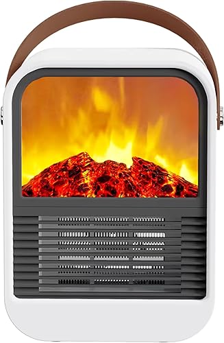 Miniatura 6 de Ventilador de calentador de espacio pequeño con simulación de incendio, calentador eléctrico para uso en interiores de 1000 W, ventilador calentador