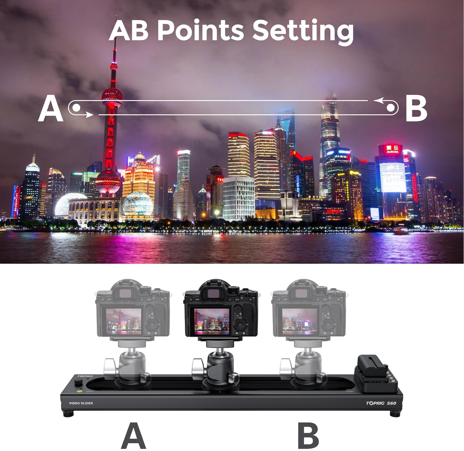 Accsoon Toprig S60 Motorized Camera Slider App Wireless Control Carbon Fiber Dolly Rail Slider Support IME Lapse Photography