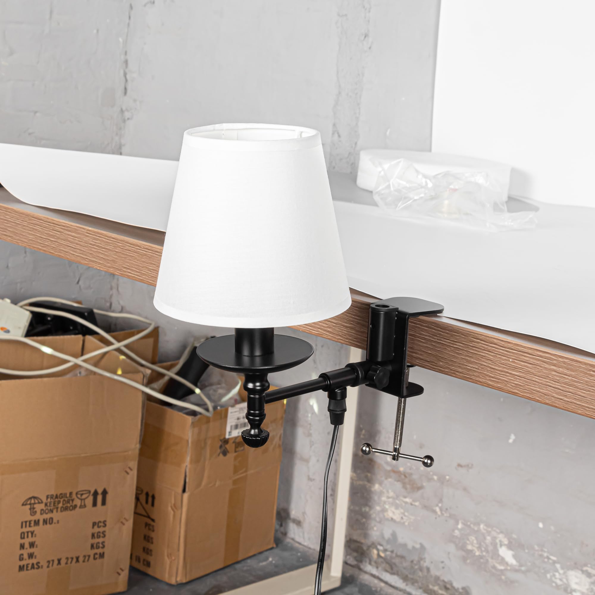 Retro Klemmleuchte,1 Packung Leselampe mit 2,5 m Kabel, weiß Nachttischlampe,Augenpflege Schreibtischlampe für Büro Heimgebrauch, E14 Lampenhalterung - B2SJBDJZ2