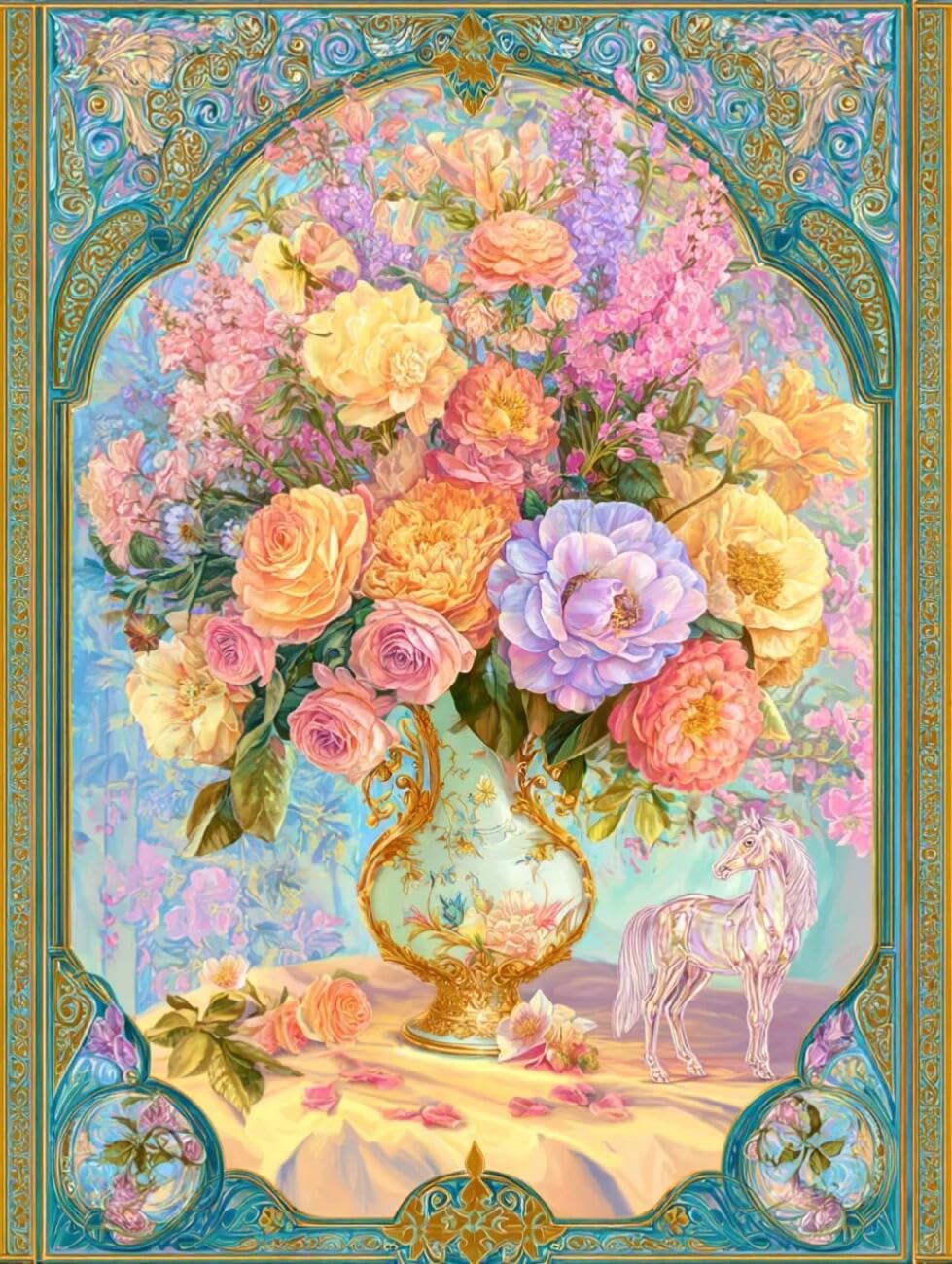 Henypt Cross Stitch Kit Colorful Flowers DIY Arts Aand Craft Kit for Beginners The Elderly with Accessories Handmade DIY/Gifts 14CT 80x100cm