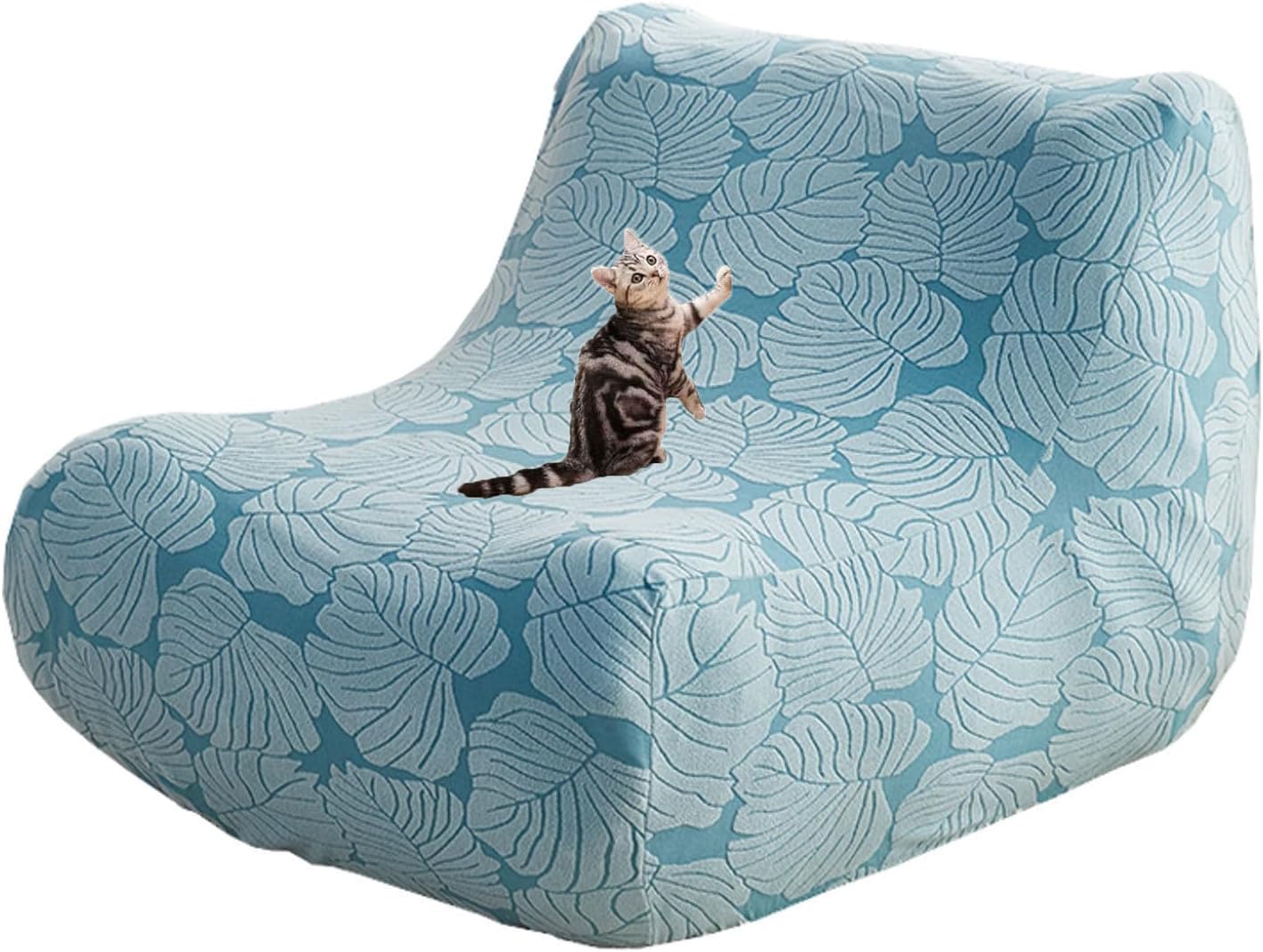 Housse de chaise longue sans accoudoirs extensible et lavable en bleu