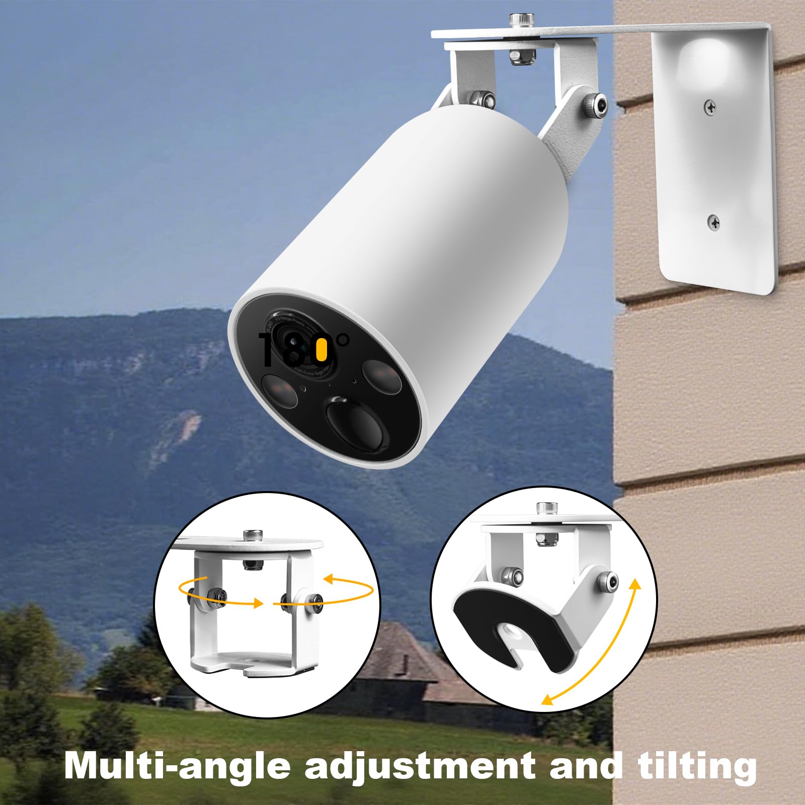 Soporte de pared antirrobo para Tapo MagCam (C425), soporte de cámara de seguridad de metal ajustable de 360°, resistente a la intemperie, anticaídas, fácil instalación, color blanco
