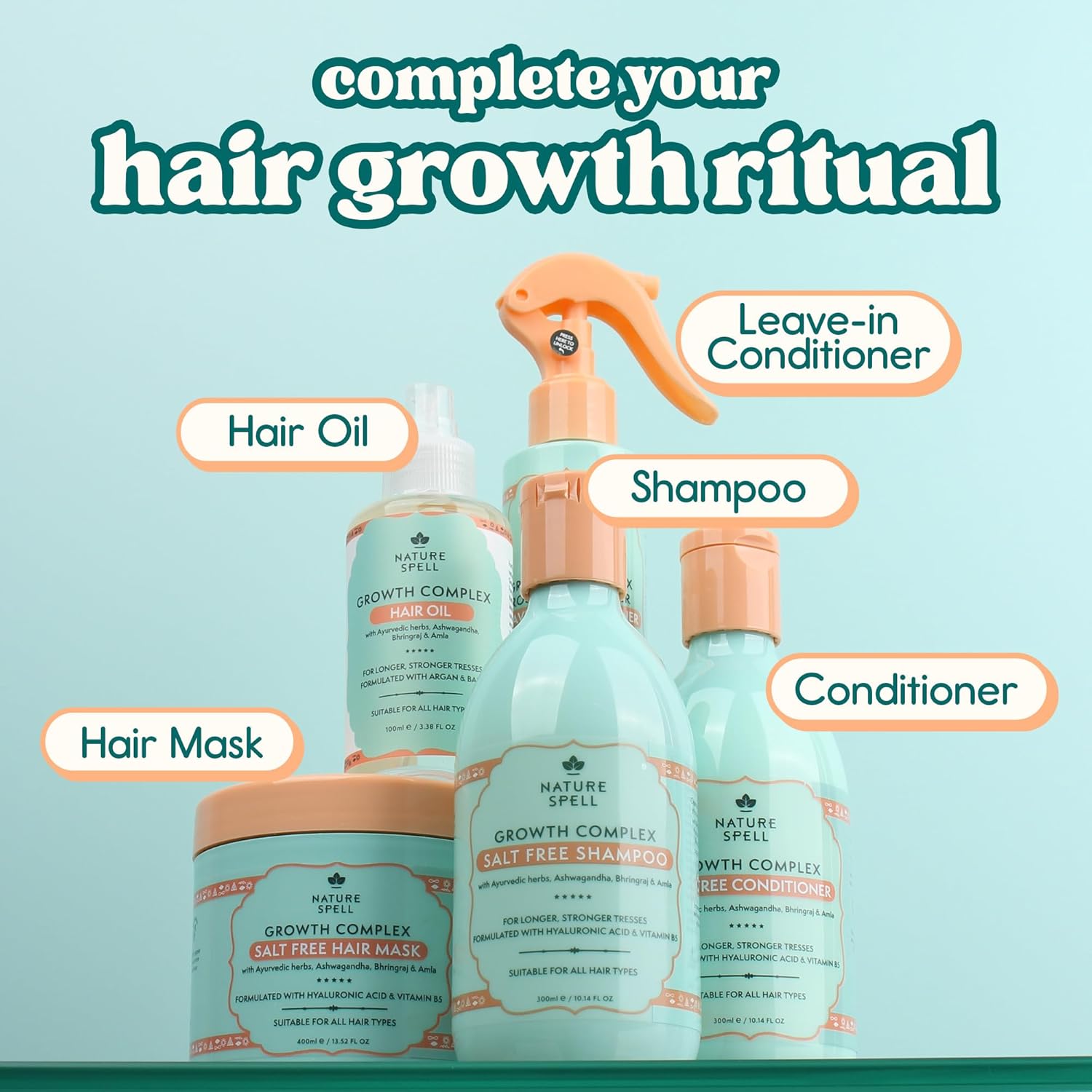 Nature Spell Hair Growth Mask, Deep Conditioner for Dry and Damaged Hair, Strengthens & Repairs Dull Tresses, with Hyaluronic Acid, Coconut Oil and Shea Butter, Colour Safe, Vegan, 13.52 Fl Oz - Image 8