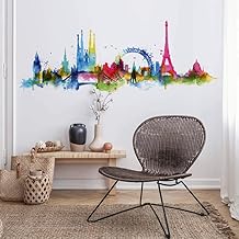 kina - UVCD0059 Wall Stickers City Skyscrapers Eiffel Tower Paris - Wall Decoration Living Room Kitchen Bedroom Entrance