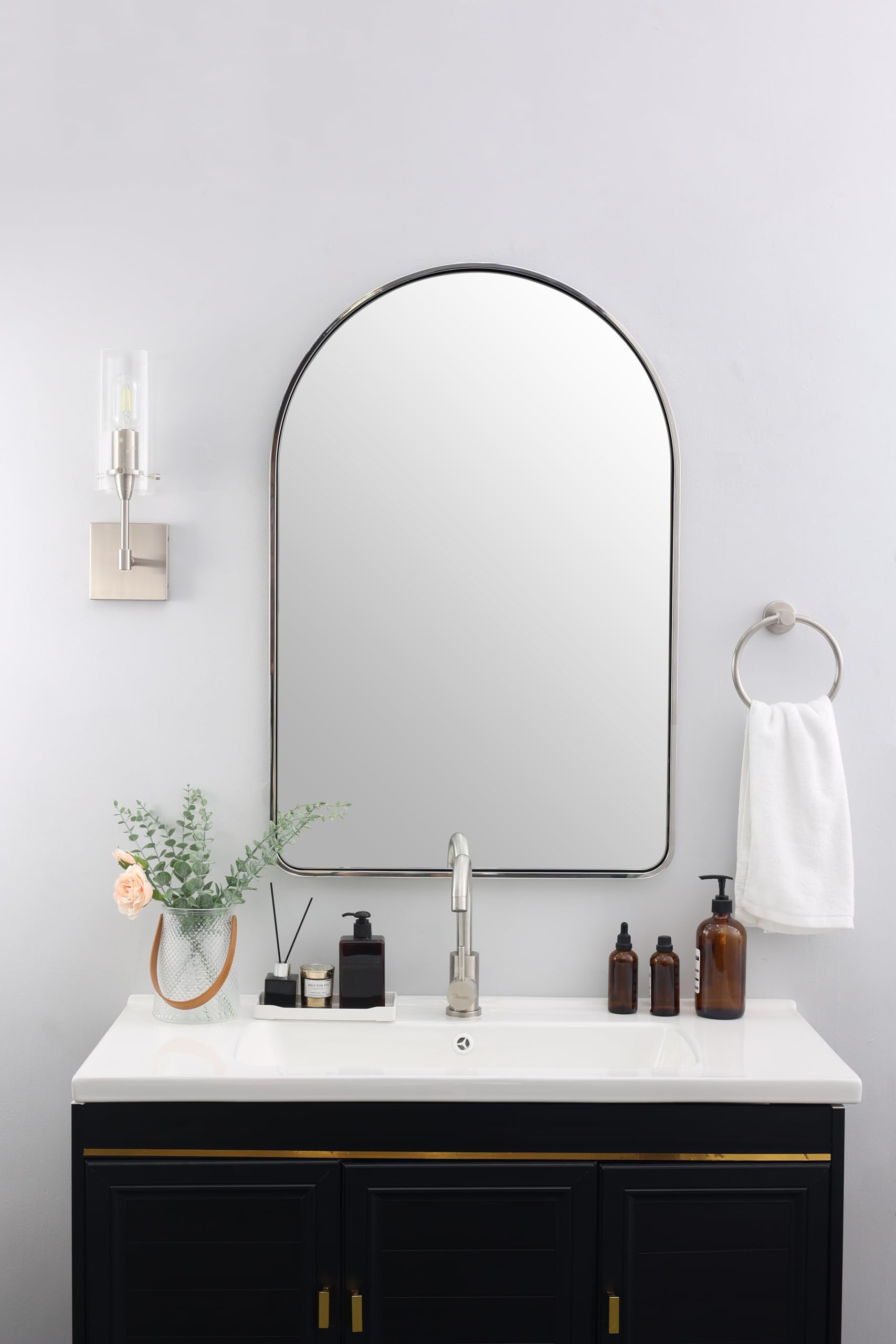 Amazon.com: ANDY STAR Brushed Nickel Arched Mirror, 24x36’’ Arched ...