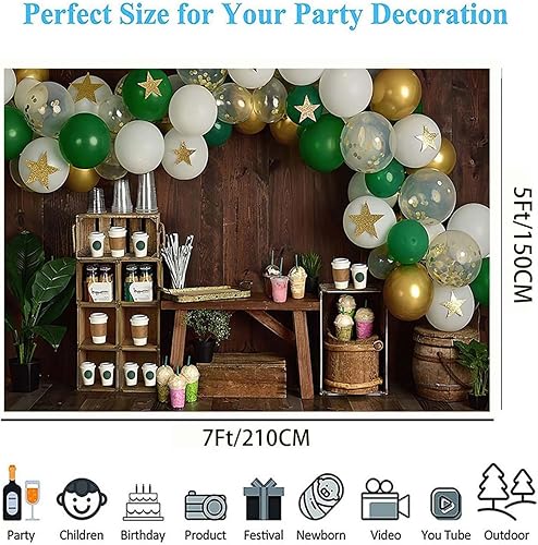 Miniatura 9 de Fondo rústico de madera marrón para cafetería, café, helado, fondo, fotografía, globos, estrellas, fotografía, fondo, decoración de retrato