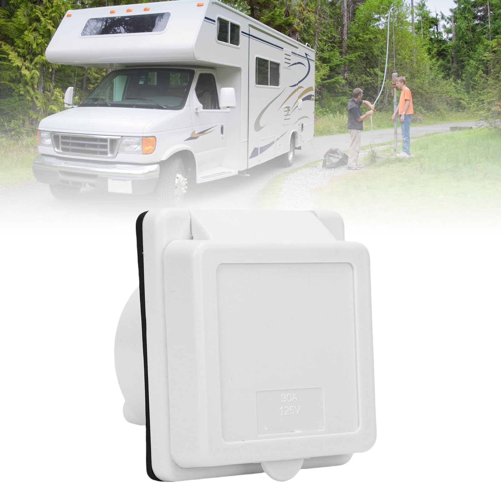 Marhynchus RV Power Box de 30a RV Box de 30 Amperios de Entrada de Energía en la NEMA L5-30P 125V Bloqueo de Torcido con Cubierta Resistente a la Intemperie para RV Boat Marine ETL