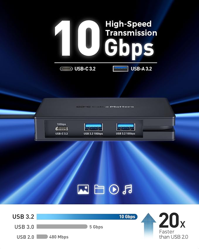 Hub USB 4 Cable Matters 8 en 1 Portátil 40Gbps Dual HDMI 100W PD miniatura 5