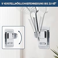 SIMGOTT Zuhanyfej Tartó Fúrás Nélkül, Ragasztós Rögzítés, Állítható Dőlésszög, Vízálló Kézi Zuhany Tartó Ezüst 3