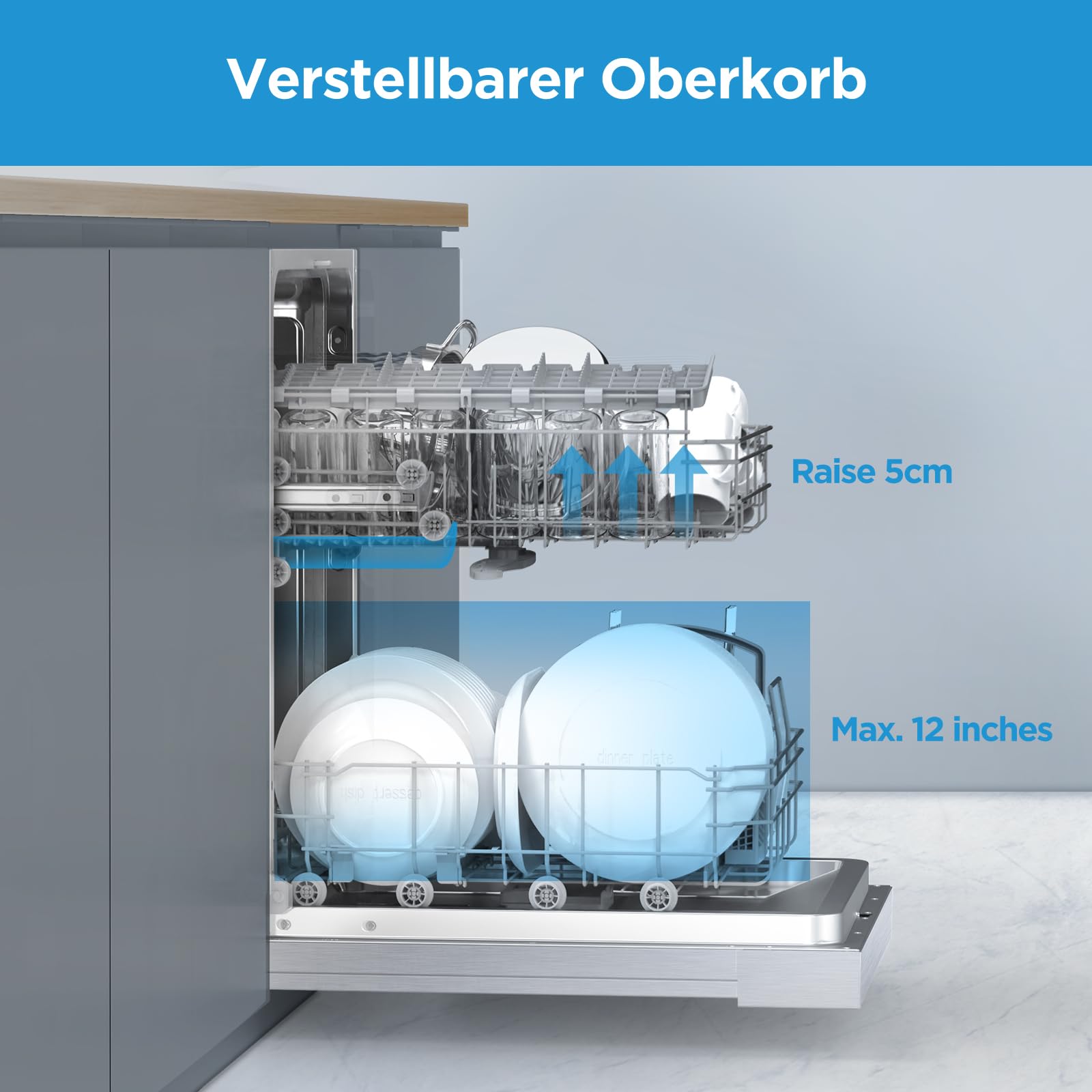 Midea SI 3.60N Geschirrspüler 60 cm Teilintegriert 13 Maßgedecke WiFi Extra Trocknung 7 Programme 49dB Inox