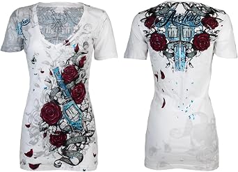 Archaic by Affliction Womens T-Shirt V-Neck Smoking Lover