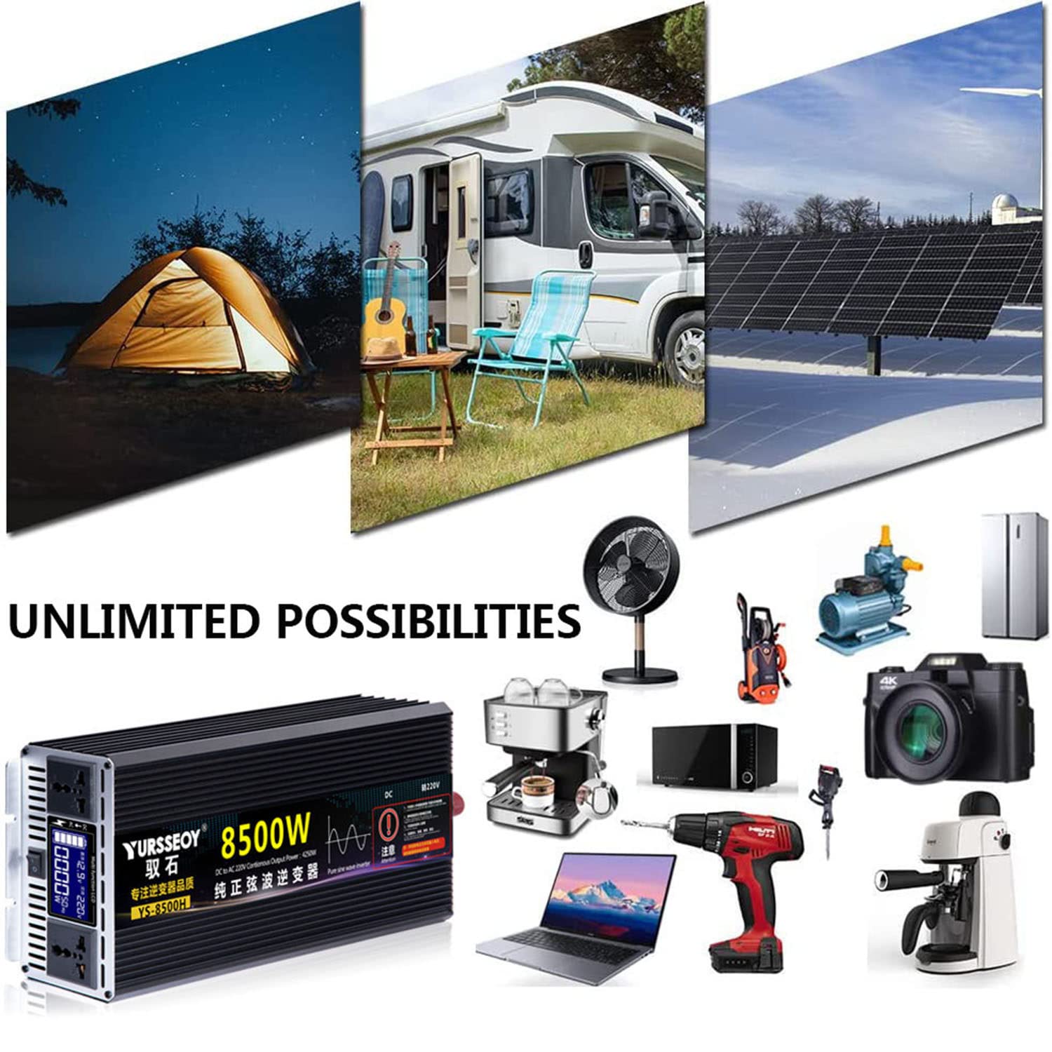 2200W 2800W 3500W 4000W 4500W 5500W 6500W 8500W falownik czysta fala sinusoidalna 12V 24V 48V 60V 72V do 230V przetwornica napięcia samochodowego przetwornica napięcia przetwornica prądu,5500W-12V