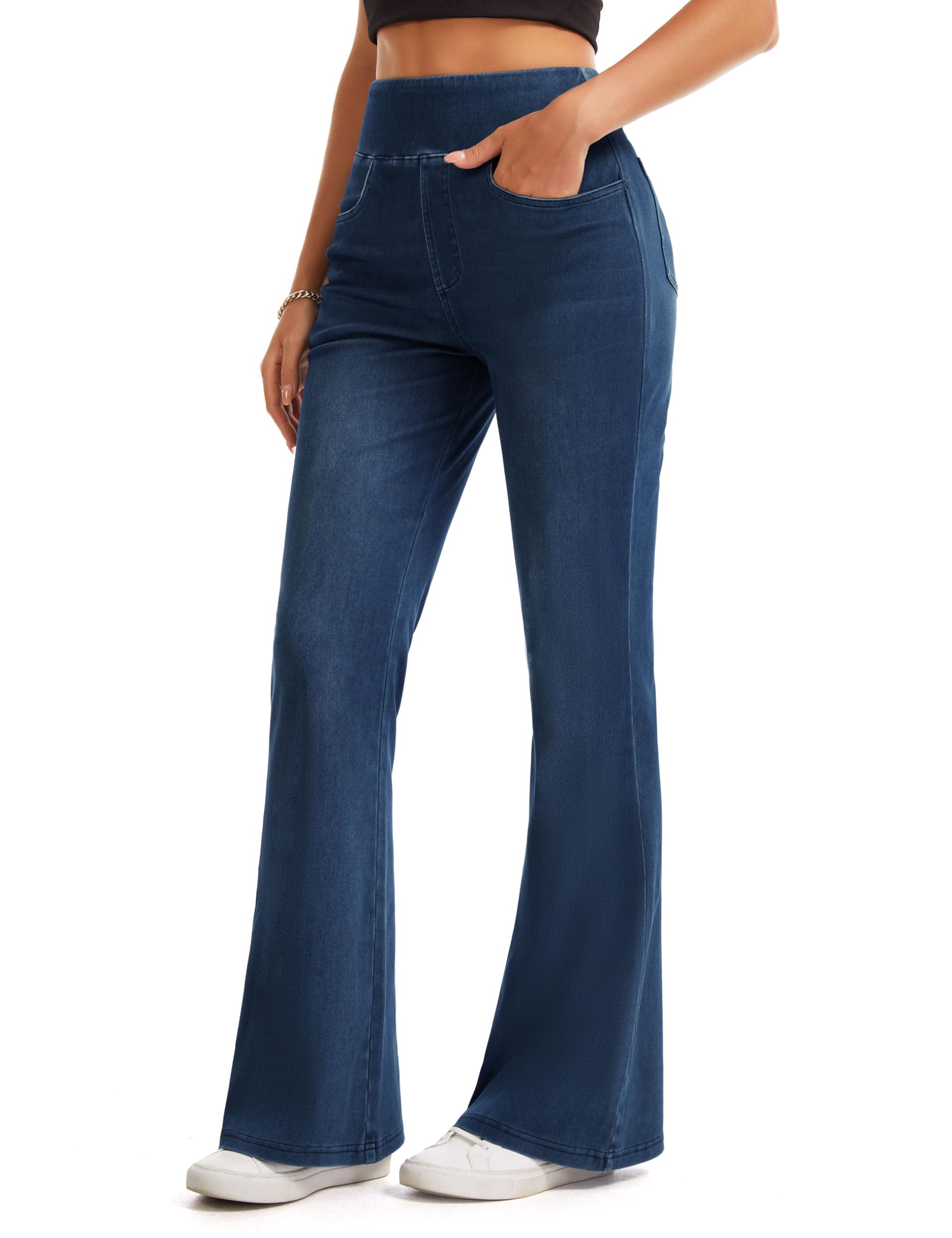 THE GYM PEOPLE Damskie dżinsy Scrunch Butt Bootcut Stretch Flared
