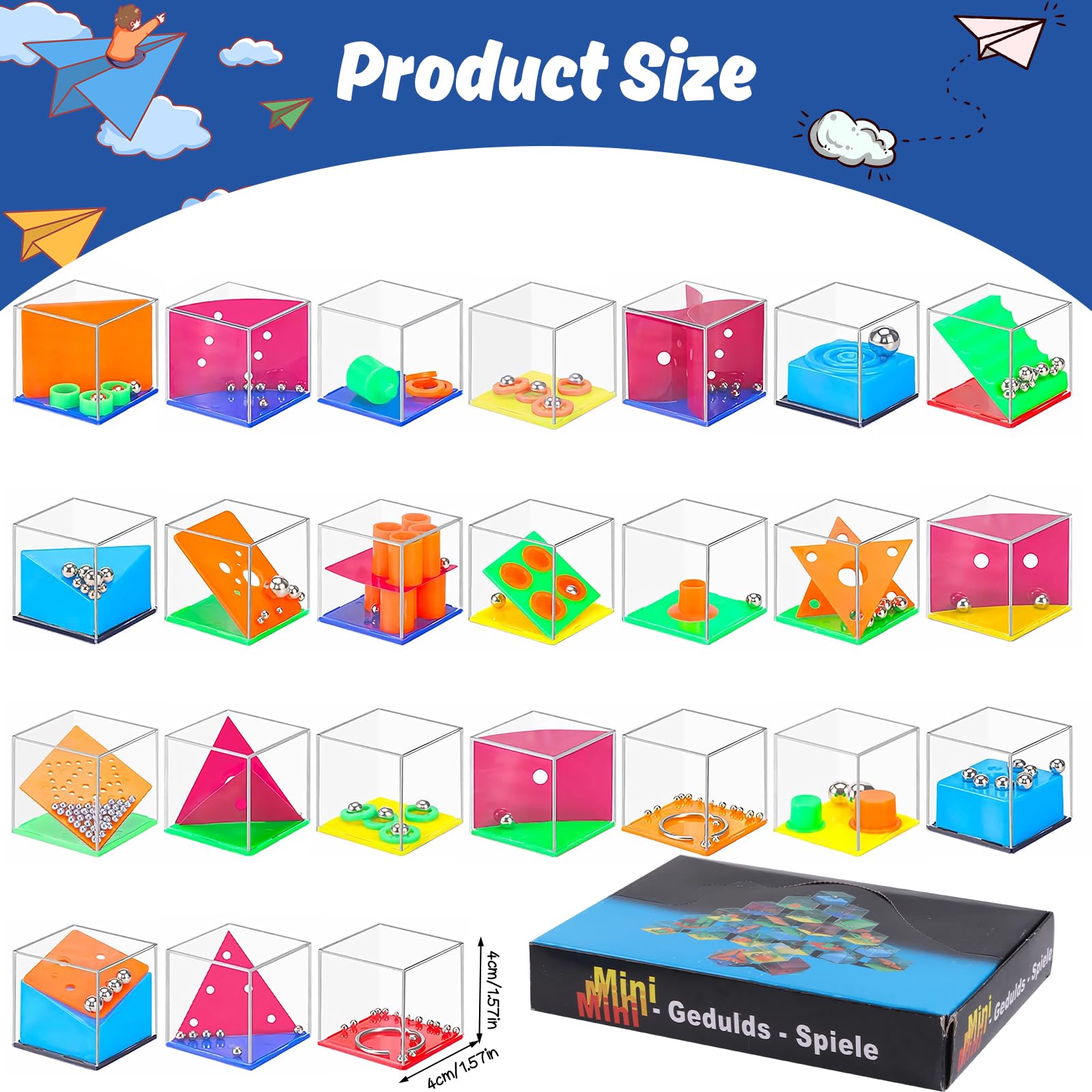 SULOLI 24 Pezzi Cubi Rompicapo,Mini Puzzle Box con Livelli di Difficoltà Assortito,Gadget Regalini Fine Festa Compleanno Bambini