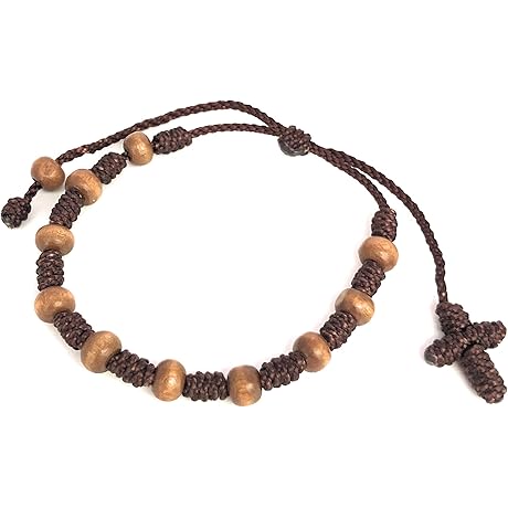 Unisex Pray Decade Handmade Brown String Rosary Bracelet Catholic Gifts