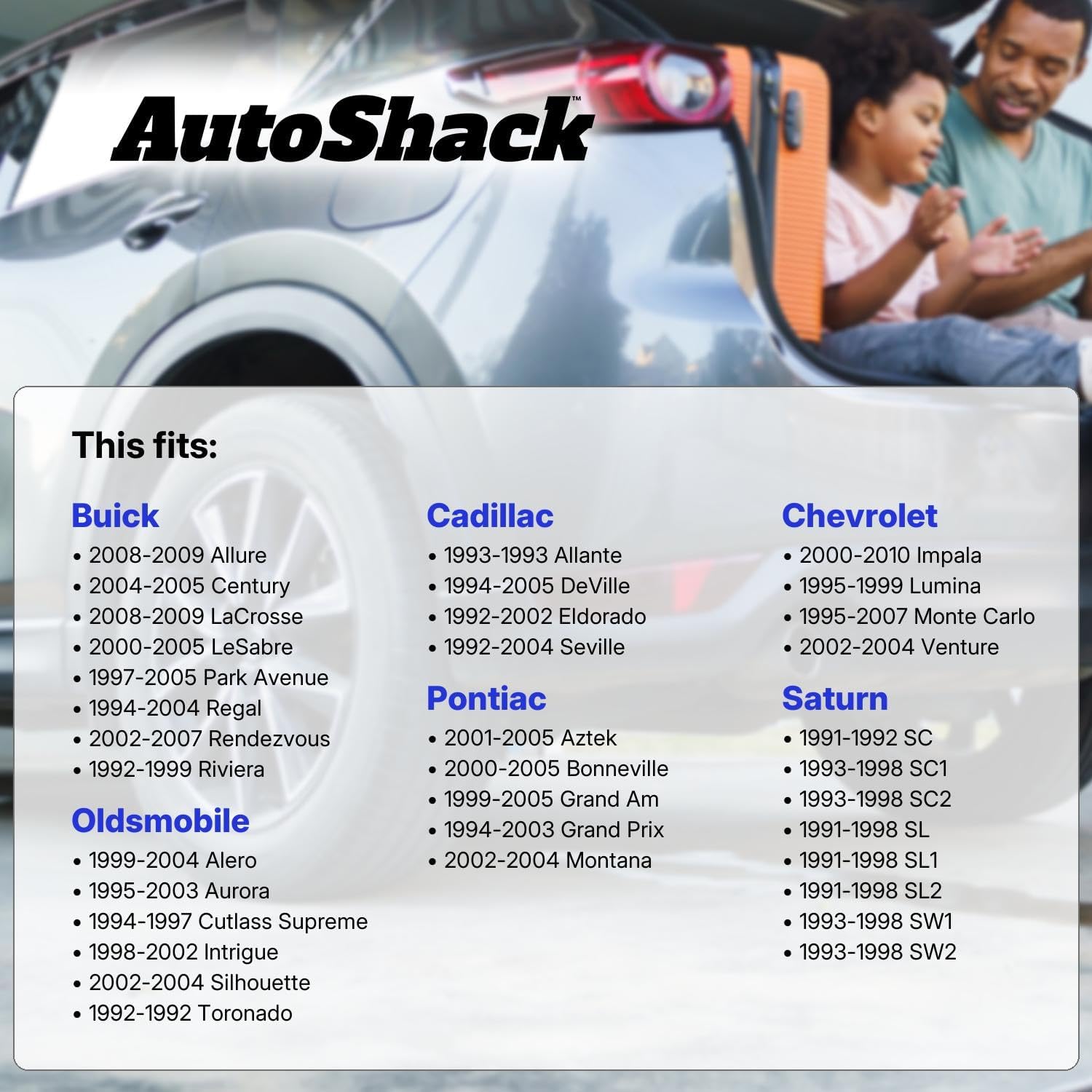 AutoShack Rear Premium Ceramic Brake Pad Set for Chevrolet, Buick & Cadillac, Impala 2000-2010 LeSabre 2000-2005 DeVille 1994-2005, FWD V6 3.4L 3.5L 3.8L 3.9L V8 4.6L 4.9L 5.3L