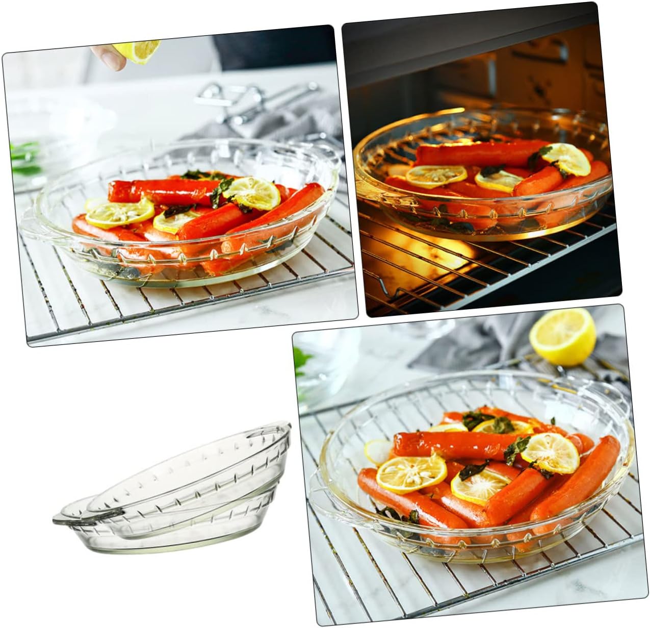 STOBAZA 2pcs Glass Baking Dishes Oven Dinnerware Deep Baking Pan Broiler Pan Food Serving Dish Microwave Safe