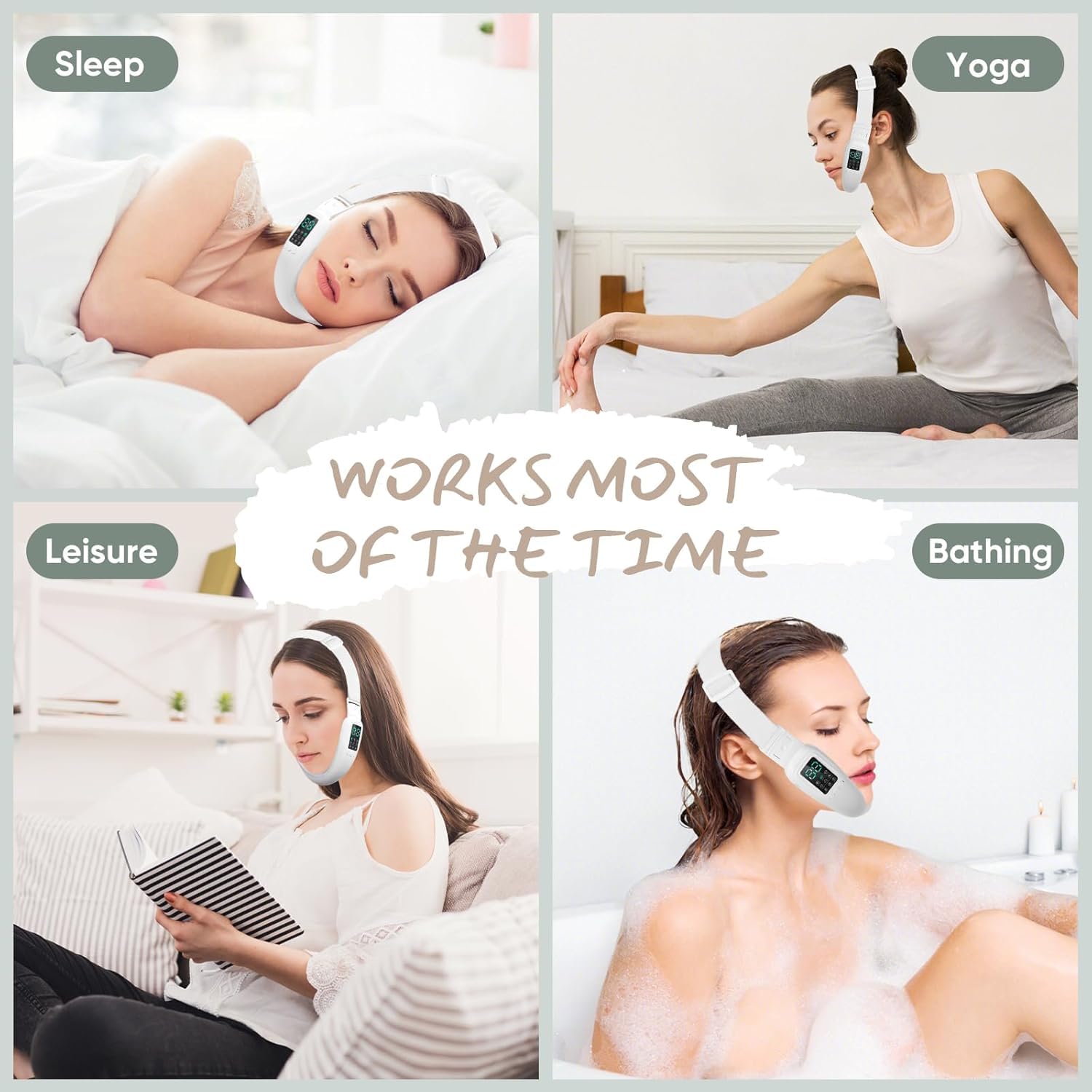V-Face Shaping Massager électrique gaine visage 8 Mode EMS Lifting Visage, Double Menton/Muscle Masséter,EMS V Face Lifting Appareil Intérieur visage anti-age est