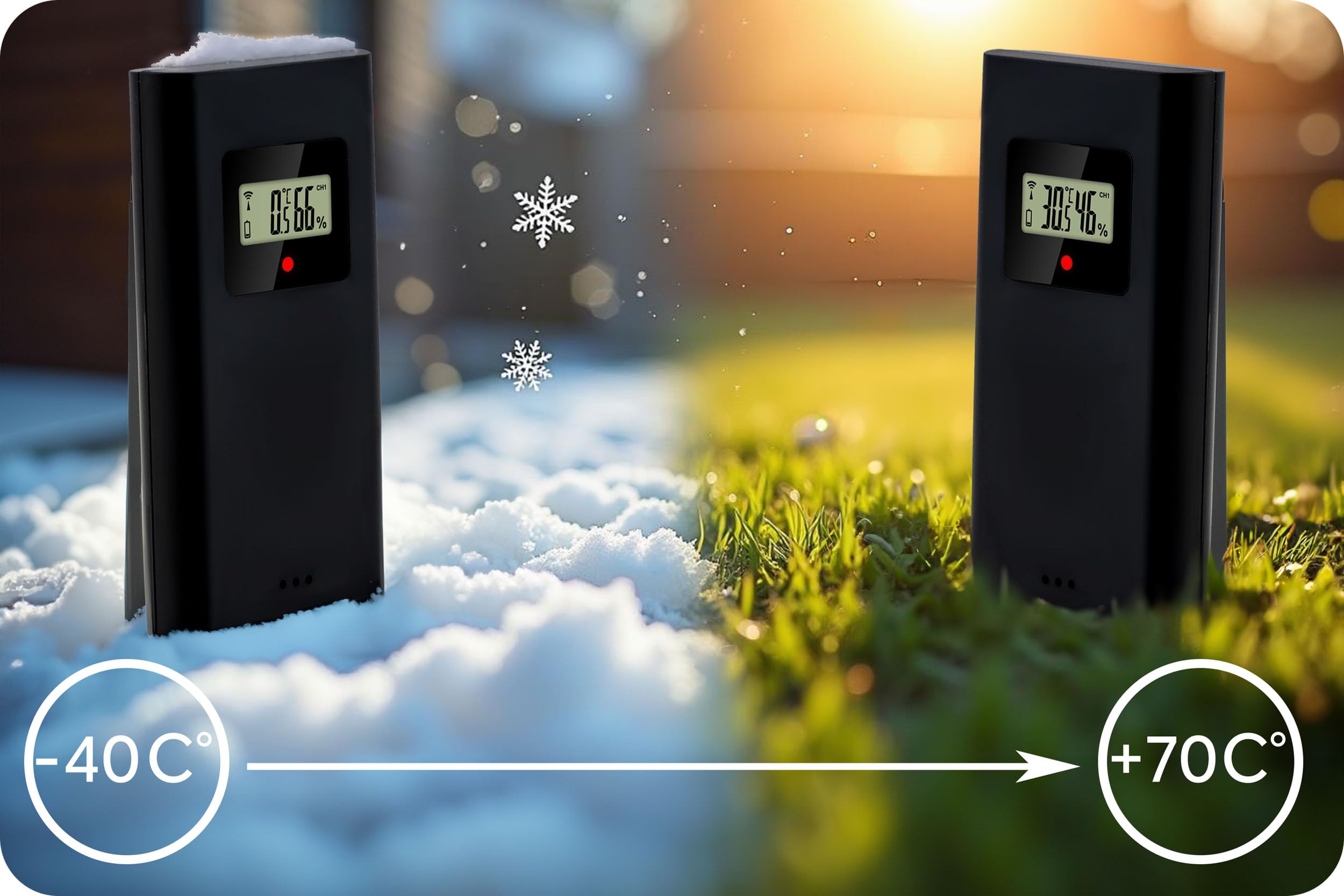 Berdsen Wetterstation Thermometer Innen Außen Kabellos Digital Hygrometer DCF Barometer Schwarz