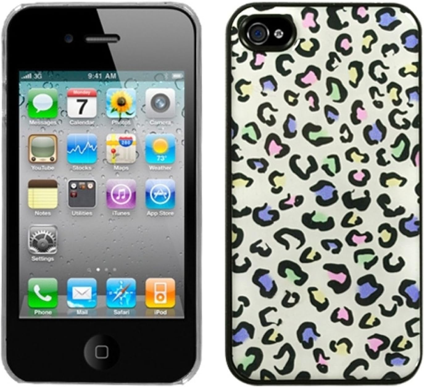 MYBATIPHONE4HPCBKDRM614NP Premium Lightweight Dream Back Case for iPhone 4-1 Pack - Retail Packaging - Colorful Leopard