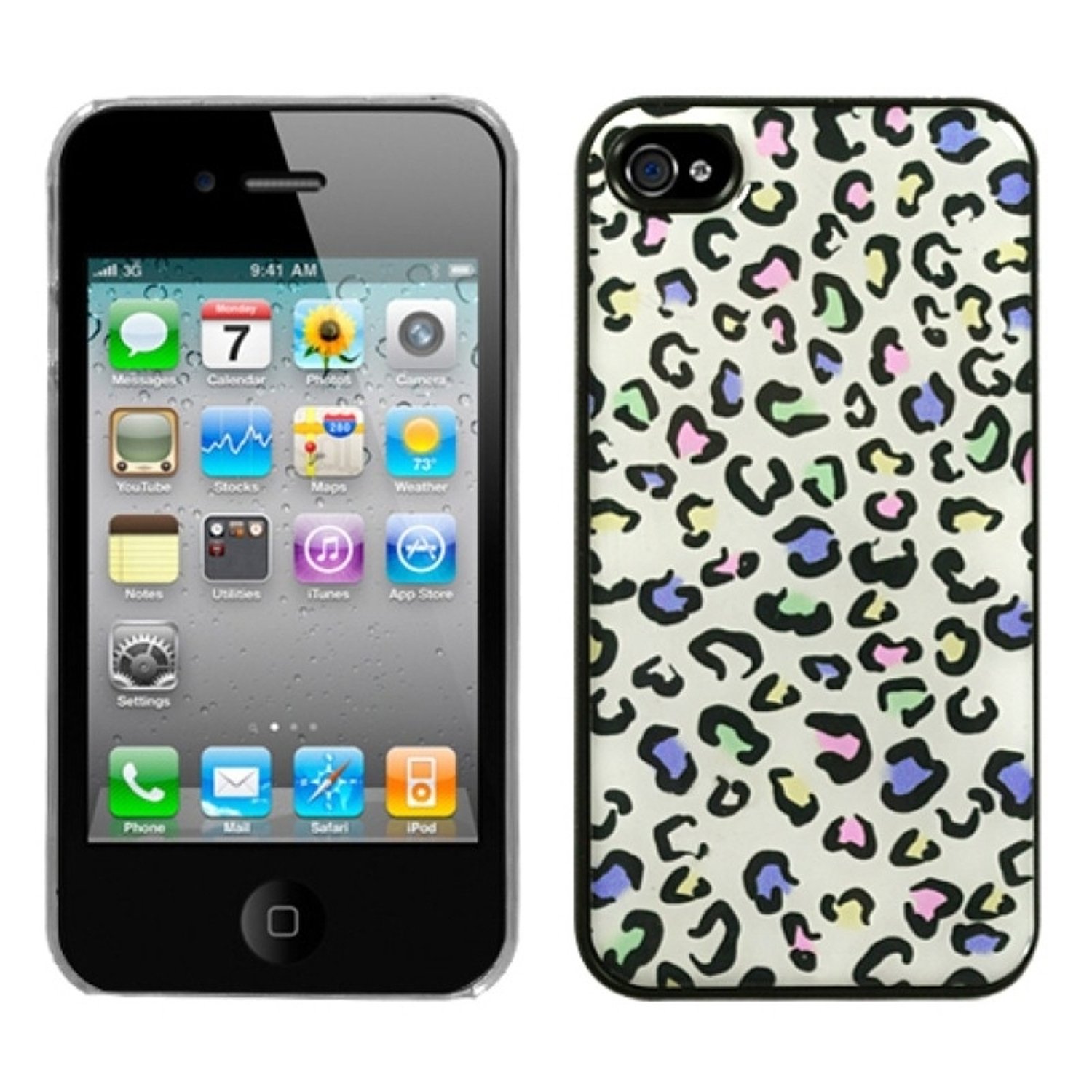 MYBATIPHONE4HPCBKDRM614NP Premium Lightweight Dream Back Case for iPhone 4-1 Pack - Retail Packaging - Colorful Leopard