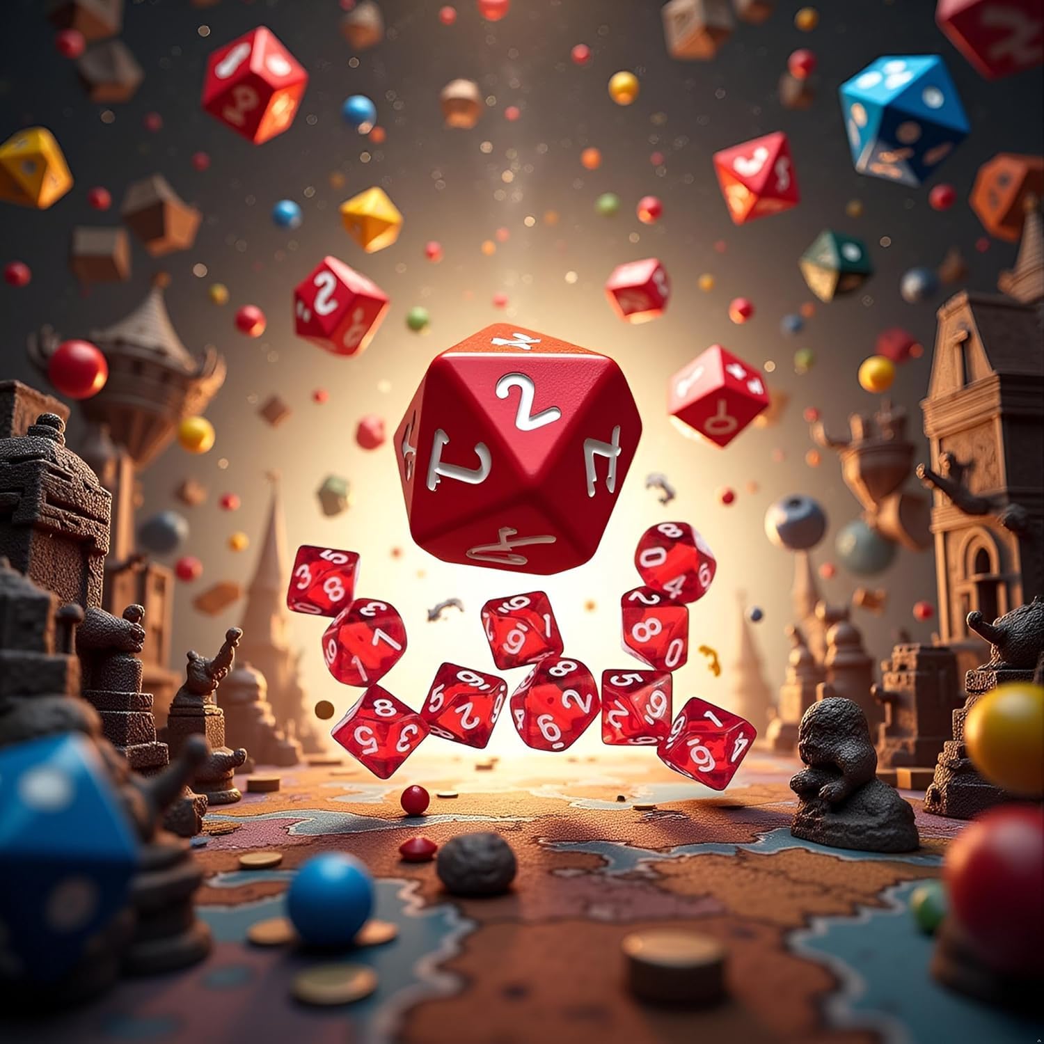 10 Pcs Red D10 Polyhedral Dice, Role Playing, Family Party Favor - Image 3
