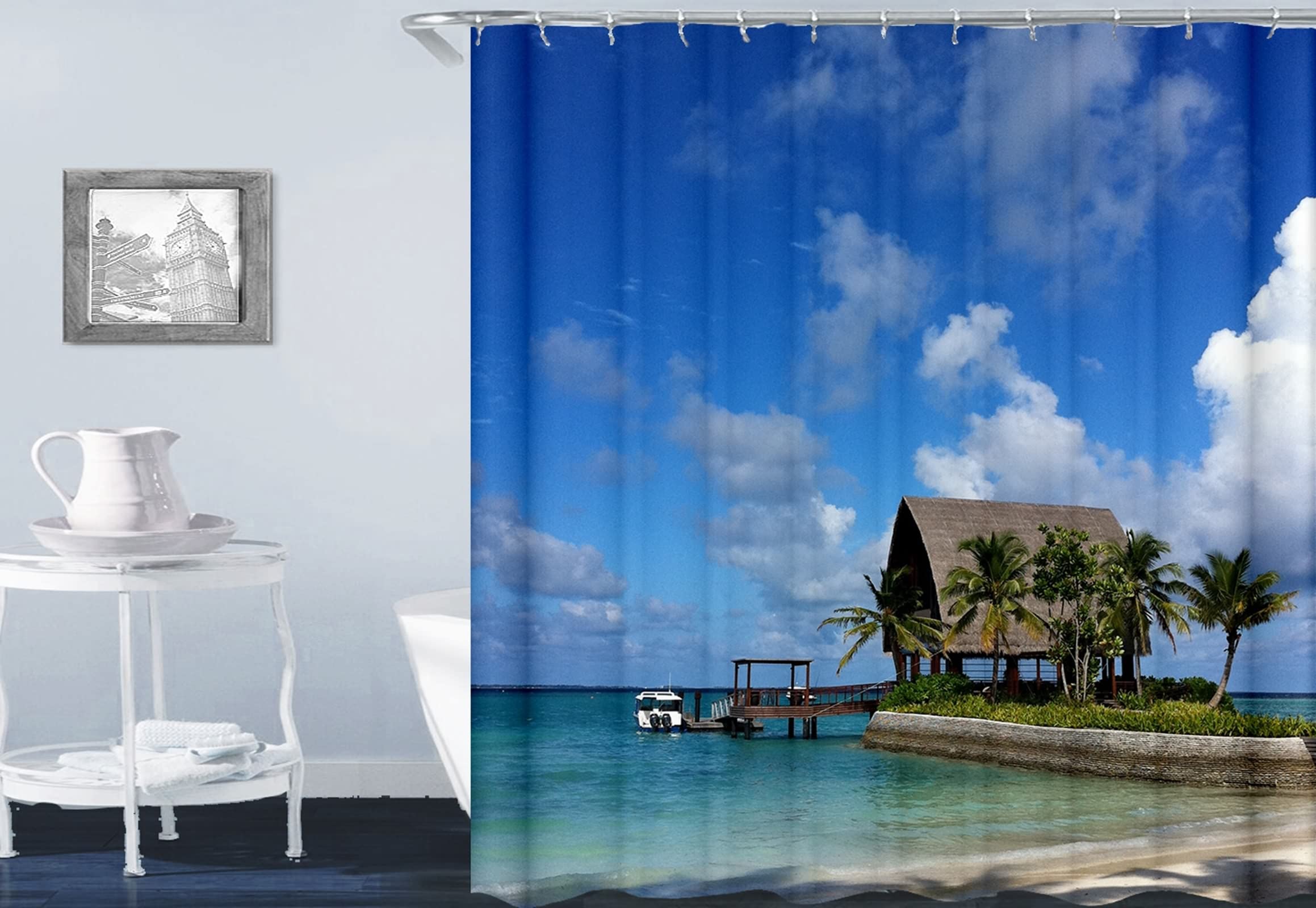 Rideau de douche bord de mer KnSam 150x200cm polyester imperméable