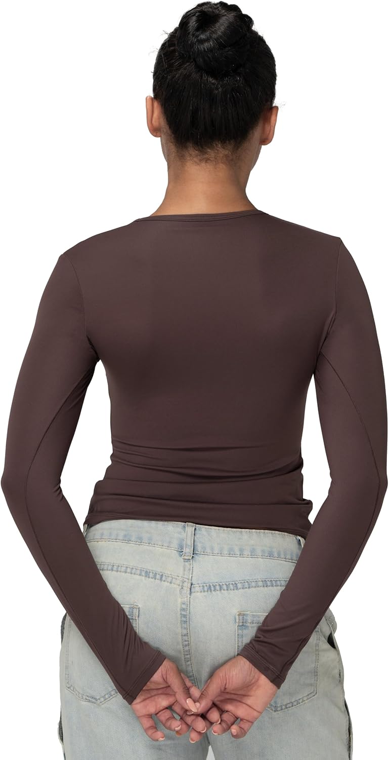 Sunzel Long Sleeve T Shirts for Women with Crew Neck, Double Lined Tops Slim Fit Basic Tee, Casual Undershirt Outfits - Image 5