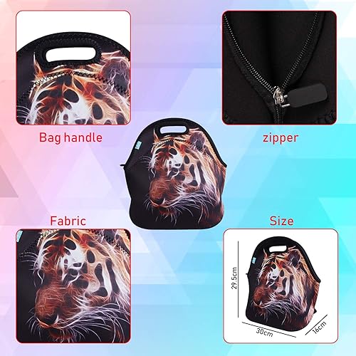 Miniatura 10 de Bolsa de almuerzo impermeable Ofeily para viandas con material de neopreno fino, bolsa de mamá, Leaf