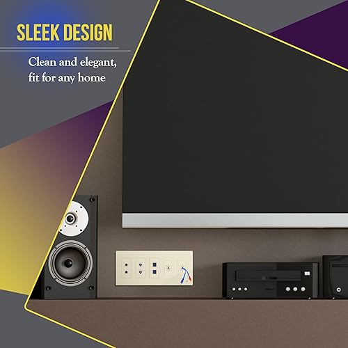 Miniatura 483 de ENERLITES SI8834-BK - Placa de pared decorativa sin tornillos, cubierta de enchufe segura, 4 entradas, 4.68 x 8.30 pulgadas (alto x largo), Negro