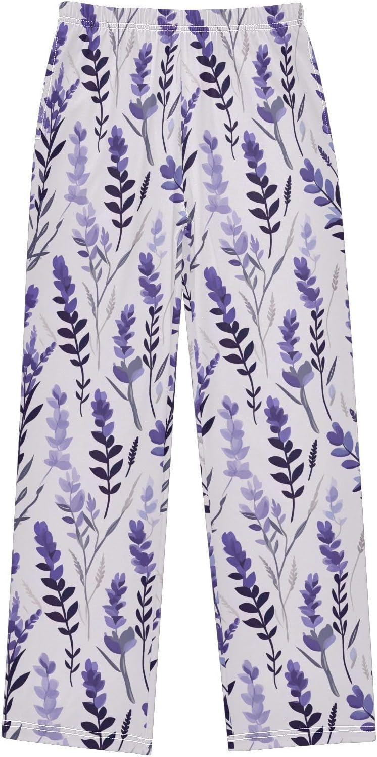 Purple Plants Super Soft Pajama Lounge Pants with Pockets Elastic Waist Sleepwear Long Pajama Bottoms for Christmas