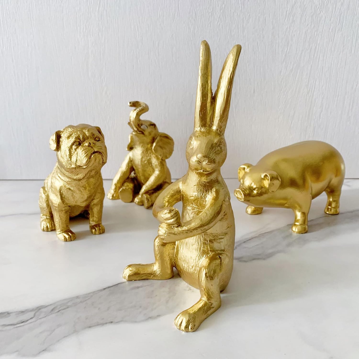 Golden Rabbit Statue, Animal Figurine Home Decor, Rabbit Sculpture for Home Office Desktop Bookshelf - Image 6