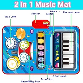 Toys for 1 Year Old Boy Gifts, 2-in-1 Musical Mat Toys for 1 2 3 4 5 Year Old,Educational Musical First Birthday Gifts 3 Boys,Christmas Stocking Stuffers Toddler