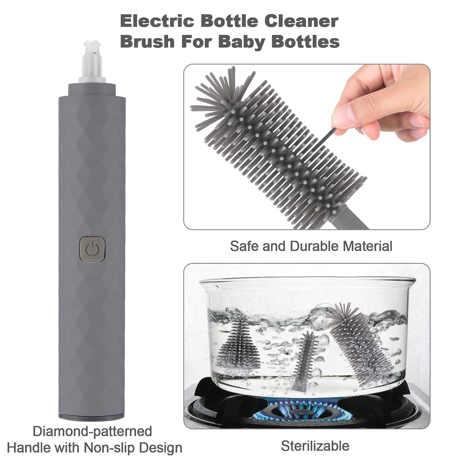 Electric Bottle Brush Cleaner Kit(Grey)