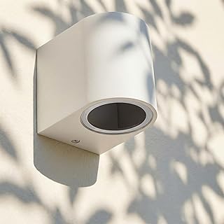 Maxkomfort Außenwandleuchte Weiß mit 1x GU10 Fassung – IP44 Downlight für Balkon, Terrasse & Fassade – Lichtausrichtung nach unten – Aluminium