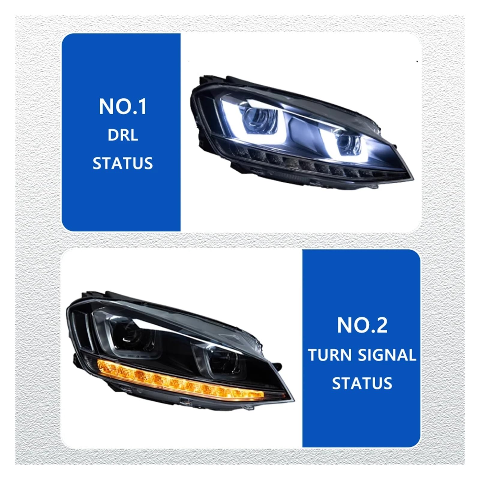 Pasuje do VW GOLF 7 MK7 14-17 do stylu U pełna dioda Led DRL reflektor samochodowy montaż sygnału akcesoria samochodowe zmodyfikowana lampa reflektory LED