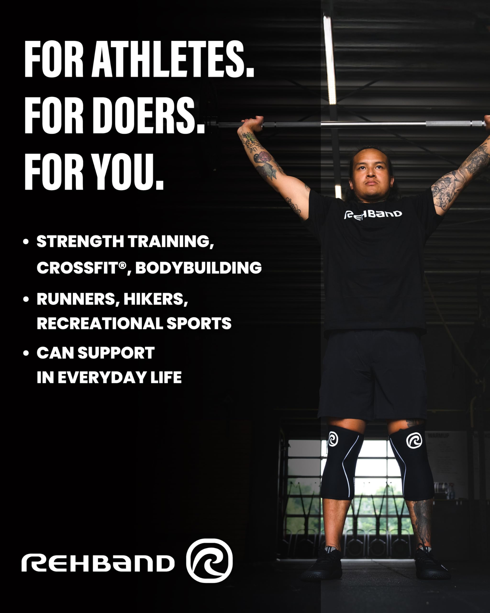 Rehband Power Max Kniebandage Kraftsport 7mm SBR/Neopren, wettkampfgeeignet, Knee Sleeves für Bodybuilding, Powerlifting, Crossfit & schweres Gewichtheben, Farbe:Carbon/Schwarz - 1 Paar, Größe:XL