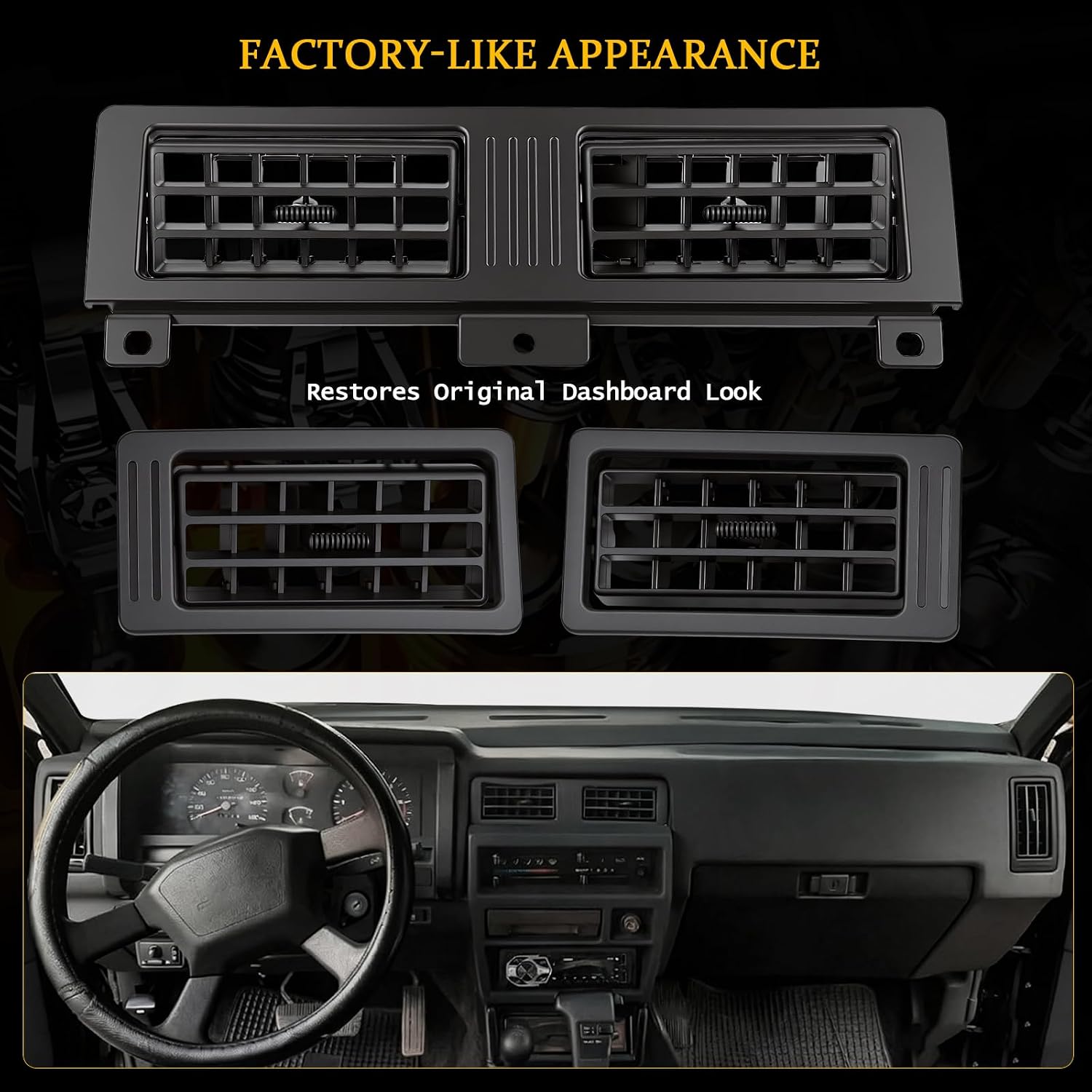7 PCS Dashboard Heater Air Vent Grille Set Compatible With Nissan Vehicle 1986-1997 D21 Hardbody Pickup Navara, Fixes Broken Vents & Restores Cabin Airflow Control (Black)
