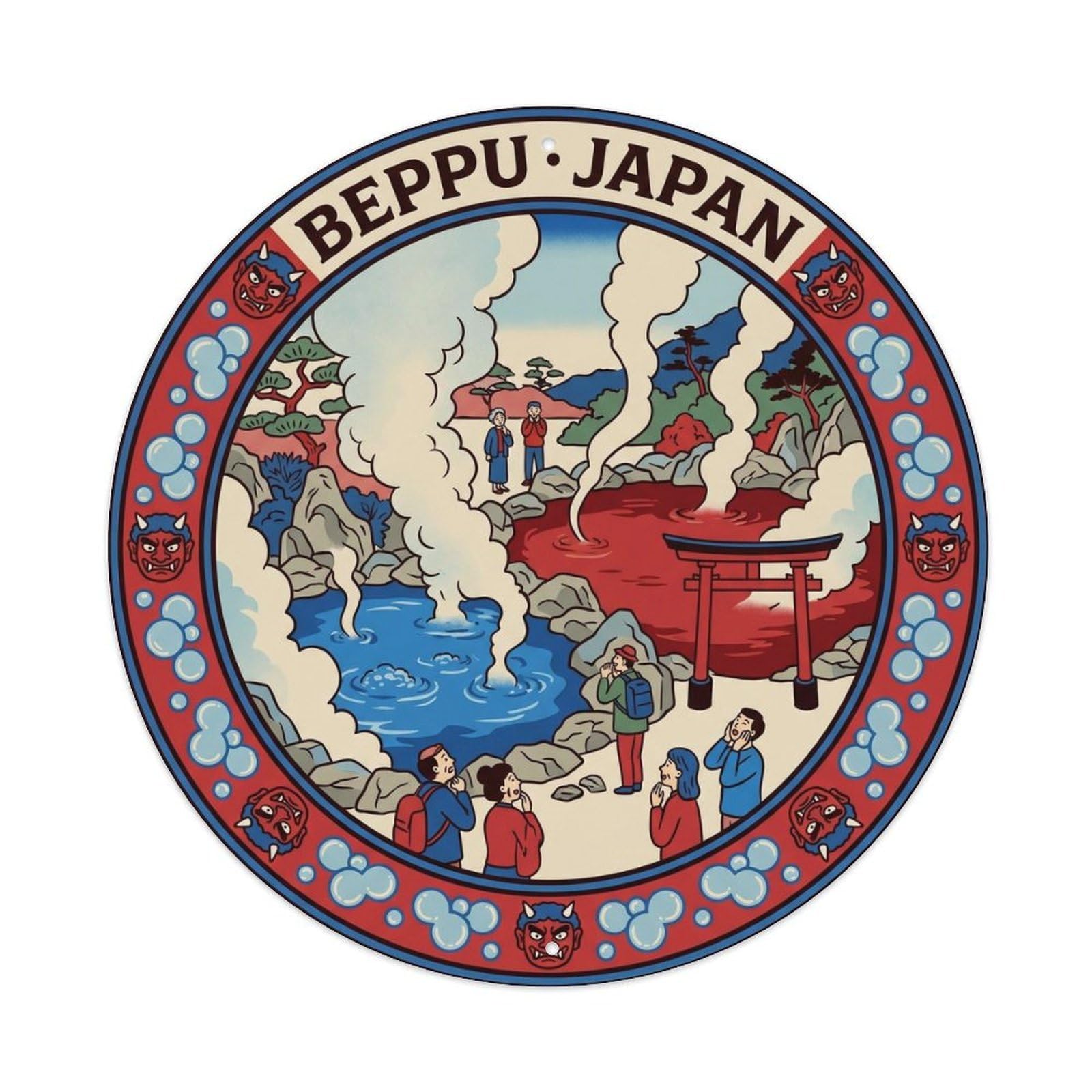 Beppu Hells Tour Onsen Seasonal Japan Nature Journey Metal Tin Sign