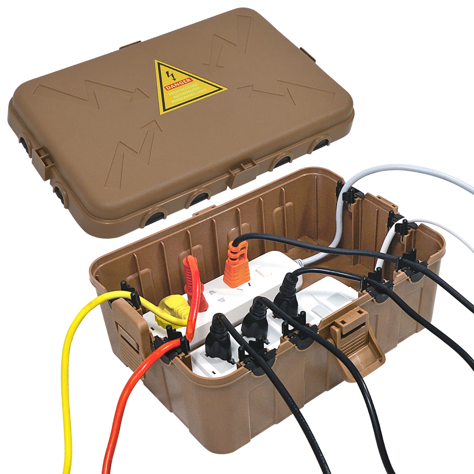 RESTMO Waterdichte elektrische kabeldoos IP44 voor buiten, grote stekkerbeschermdoos voor verlengsnoer, bestand tegen weersinvloeden, elektrische accessoires, 29x11x7.5cm, Blauw