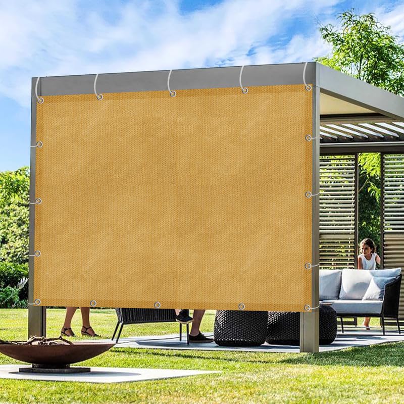 Image of MetDeals HDPE Knitted Balcony Sun Shade Sail Canopy Cover for Outdoor, Garden & Terrace|UV & Sun Protection with Rustproof Eyelet & Cable Tie for Easy Installation(Beige, 9.5x12 Ft)(Pc 1)