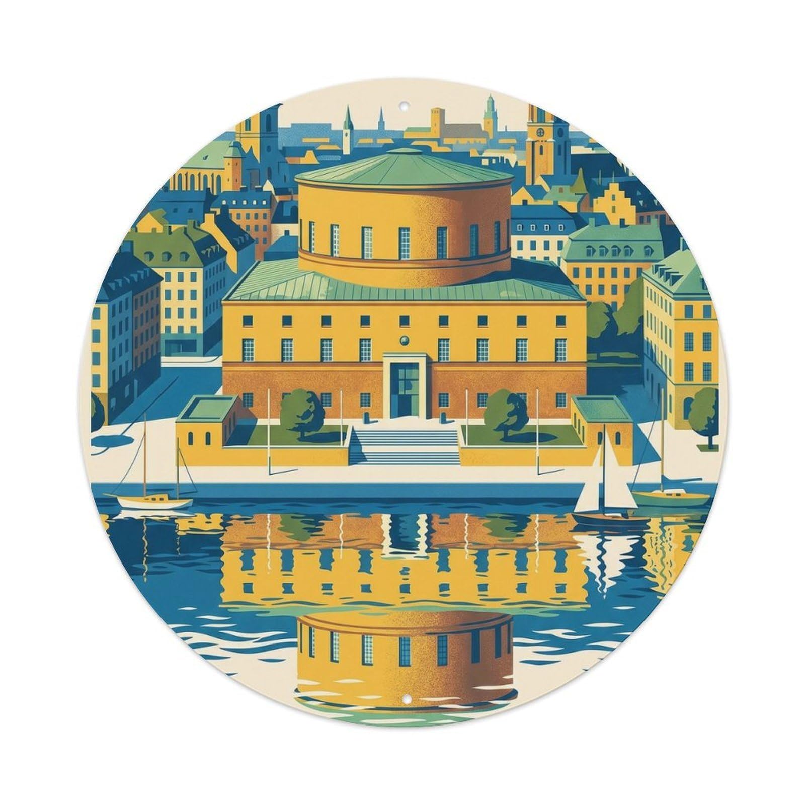 Vintage Travel Stockholm Sweden Brilliant Metal Tin Sign