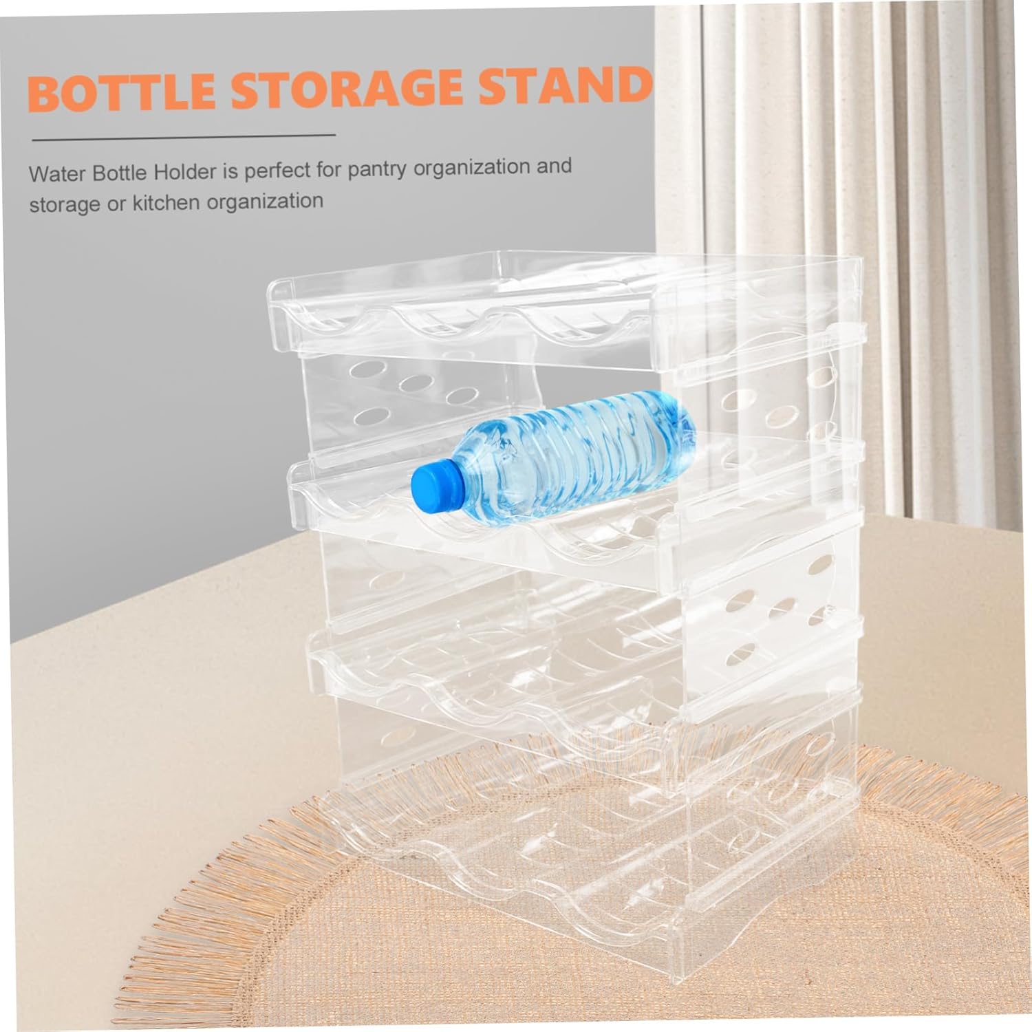 Water Bottle Organizer Stand Stackable Multi-Layer Storage Rack for Wine Drink Bottles Portable Desktop Holder for Kitchen Countertop for Fridge Pantry Organization