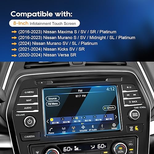 Miniatura 3 de LFOTPP Protector de pantalla de cristal para Nisasn Maxima (2016-2024)Murano S (2016-2024)Nisasn Kicks SV SR (2021-2024)Nisasn Versa SR (2020-2024)