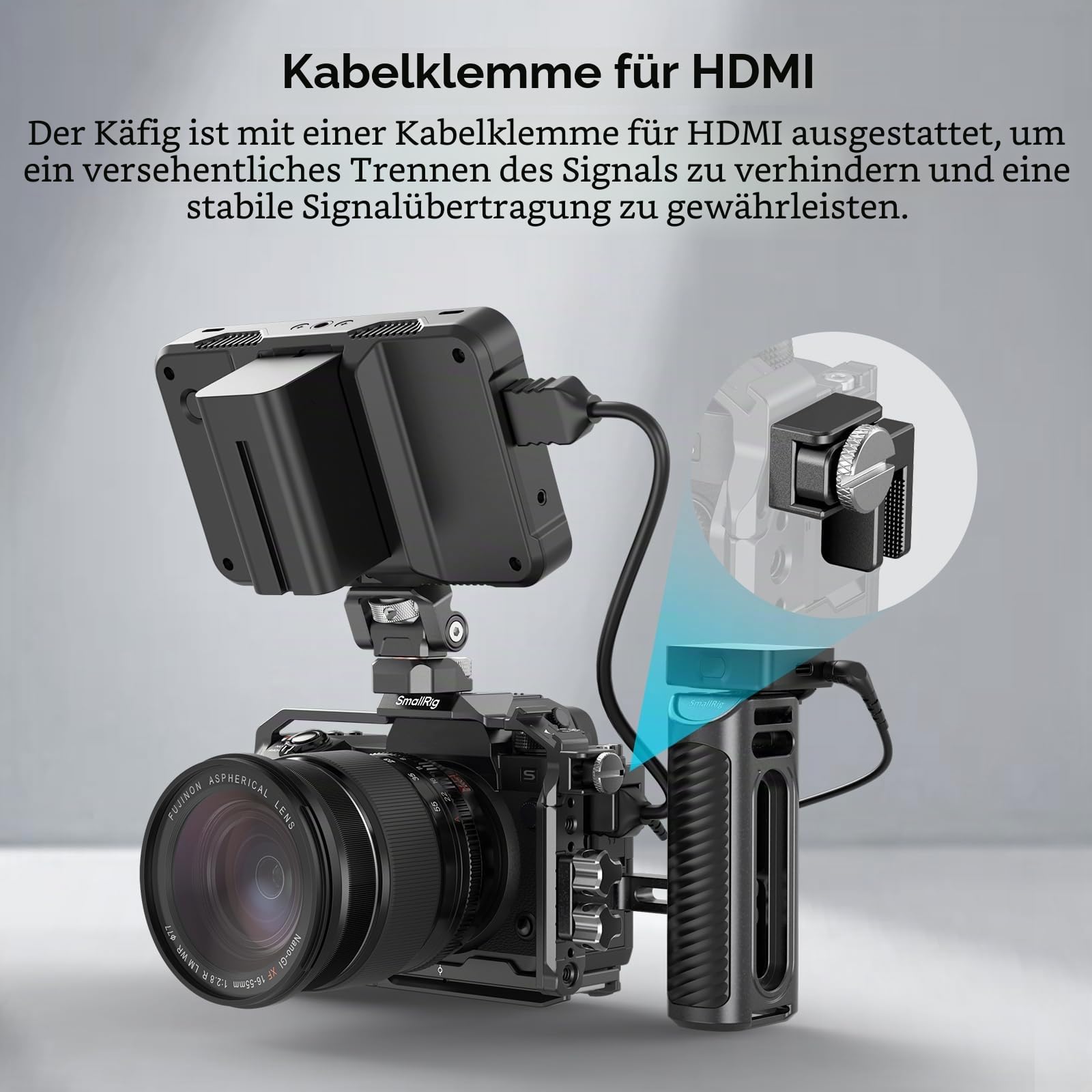SMALLRIG X-H2 / X-H2S Kamera-Komplettkäfig für Fujifilm X-H2 / X-H2S, Videokamera-Rig aus Aluminiumlegierung mit Kabelklemme für HDMI und HawkLock-Schnellverschlussschnittstelle – 3934B