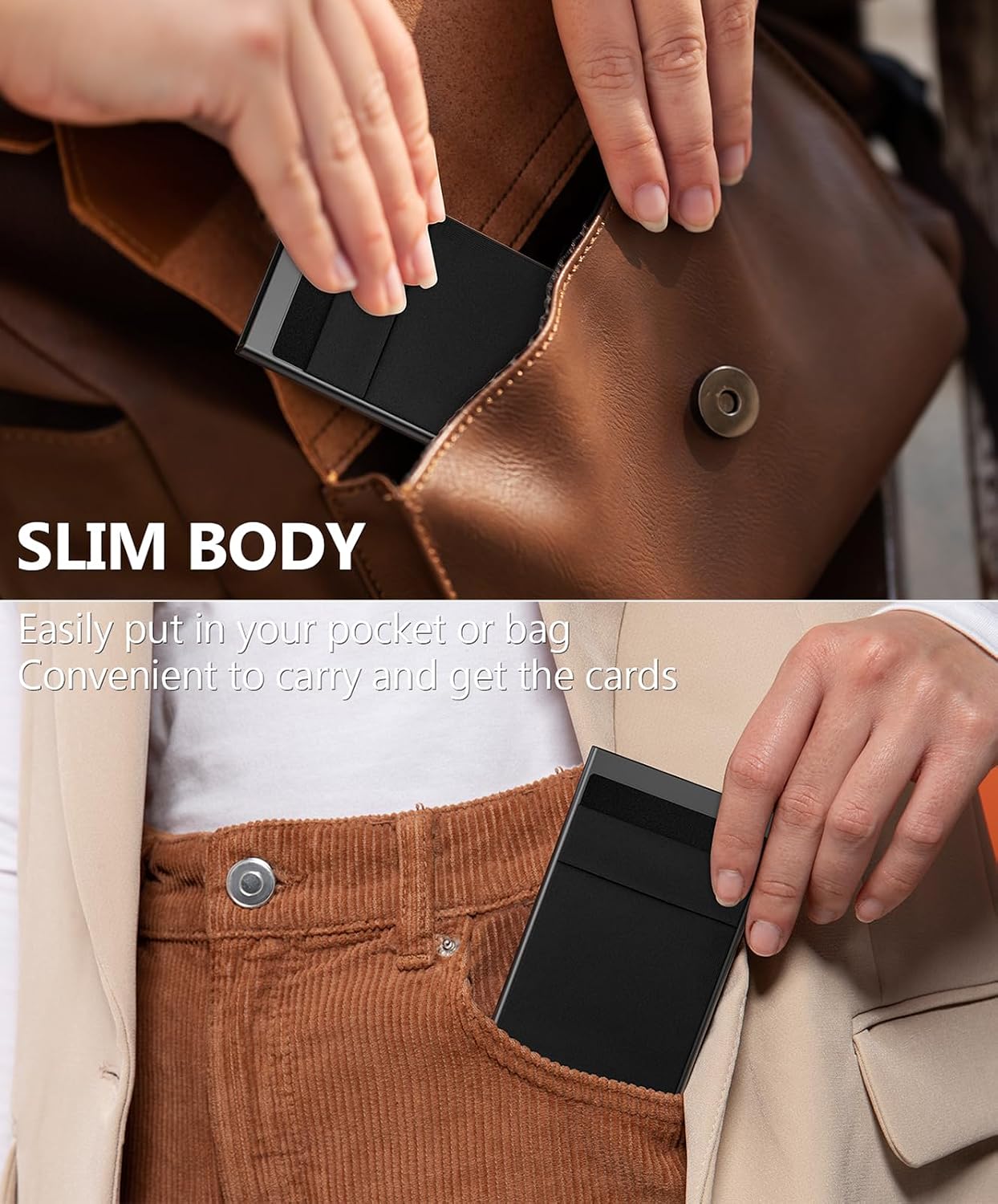 ONLOOKER Credit Card Holder - Slim Wallet for Men with Money Pocket, Pop Up Wallets RFID Blocking Minimalist Card Case Holds 5 Cards and Notes (Matt Black)